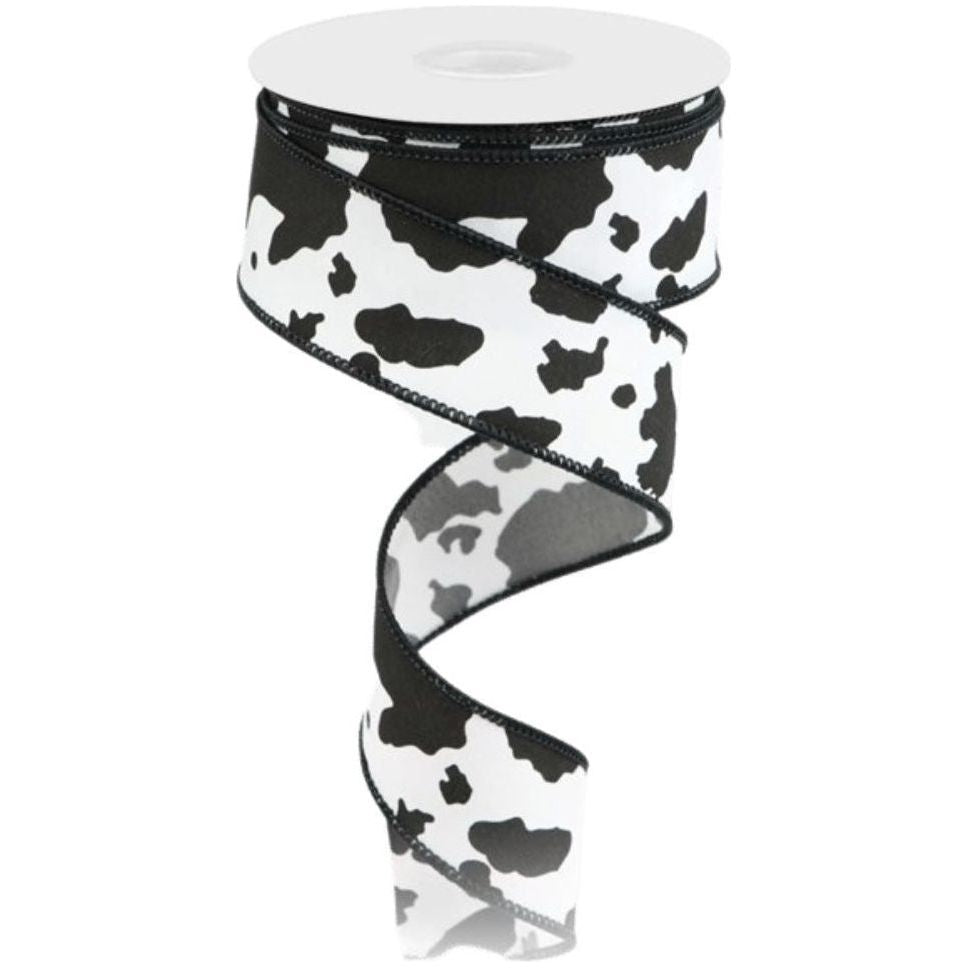 Shop For 1.5" Cowhide Print Ribbon: Black & White (10 Yards) at Michelle's aDOORable Creations
