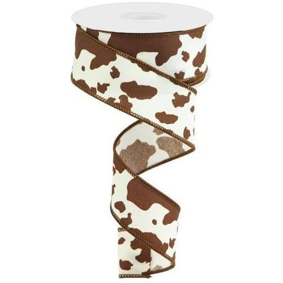 Shop For 1.5" Cowhide Print Ribbon: Brown & Ivory (10 Yards) at Michelle's aDOORable Creations