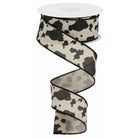 Shop For 1.5" Cowhide Print Ribbon: Natural & Black (10 Yards) at Michelle's aDOORable Creations