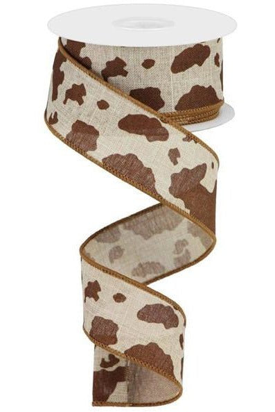 Shop For 1.5" Cowhide Print Ribbon: Natural & Brown (10 Yards) at Michelle's aDOORable Creations