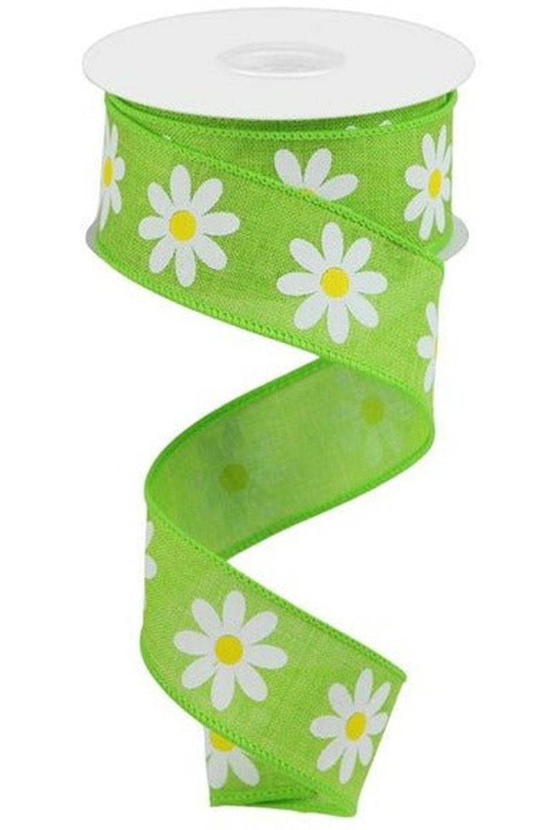 Shop For 1.5" Daisy Royal Ribbon: Lime Green (10 Yards) at Michelle's aDOORable Creations