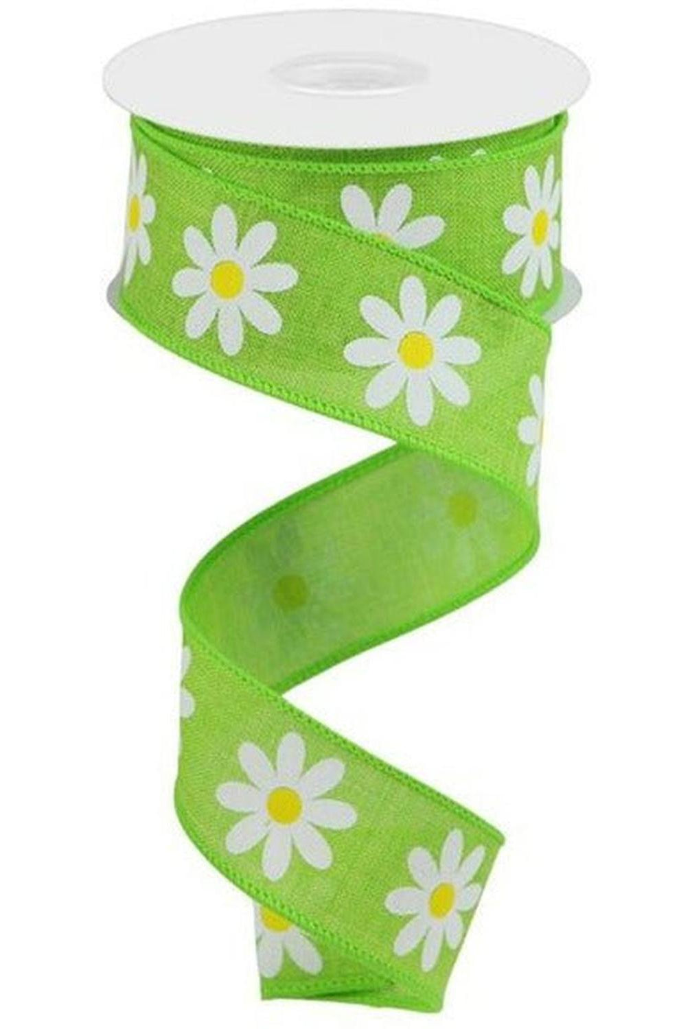 Shop For 1.5" Daisy Royal Ribbon: Lime Green (10 Yards) at Michelle's aDOORable Creations