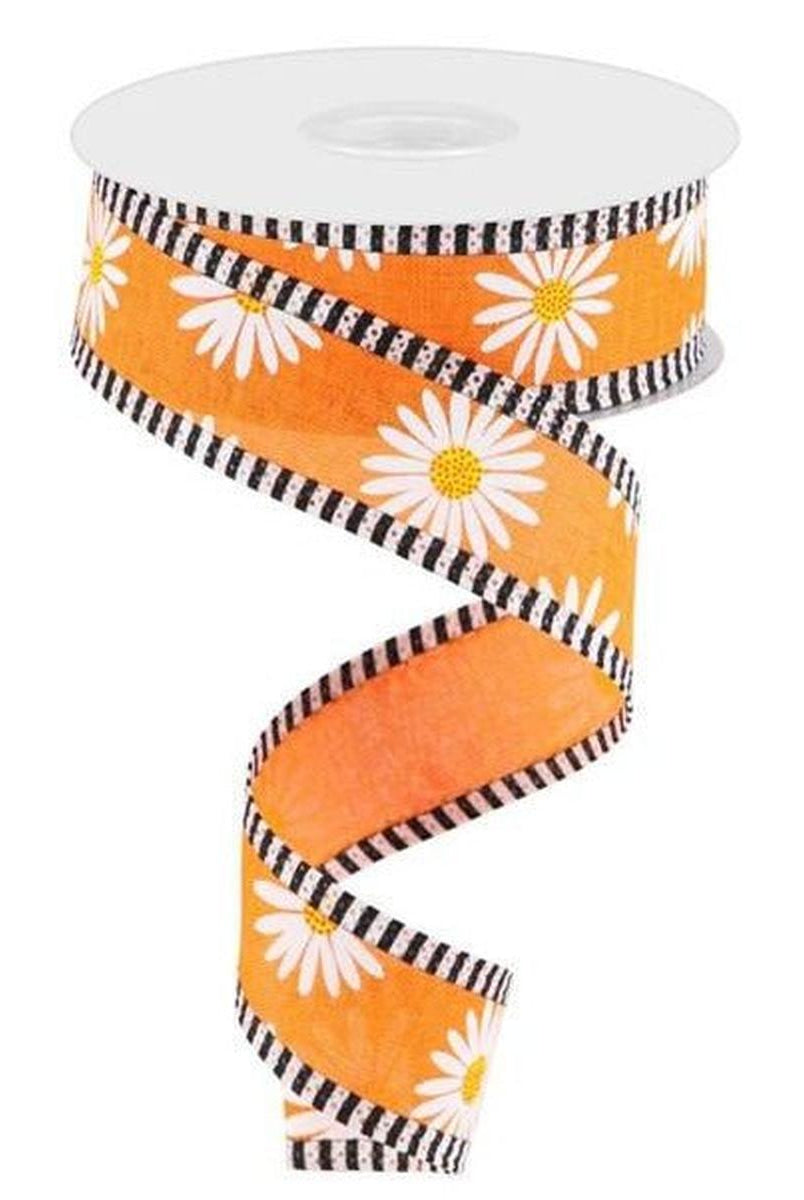 Shop For 1.5" Daisy Stripe Royal Ribbon: New Orange (10 Yards) at Michelle's aDOORable Creations