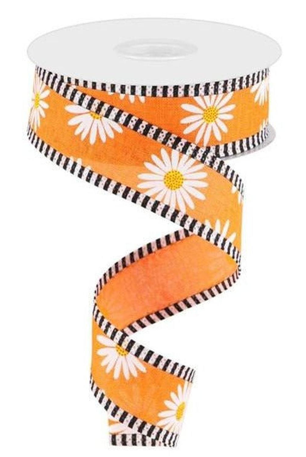 Shop For 1.5" Daisy Stripe Royal Ribbon: New Orange (10 Yards) at Michelle's aDOORable Creations