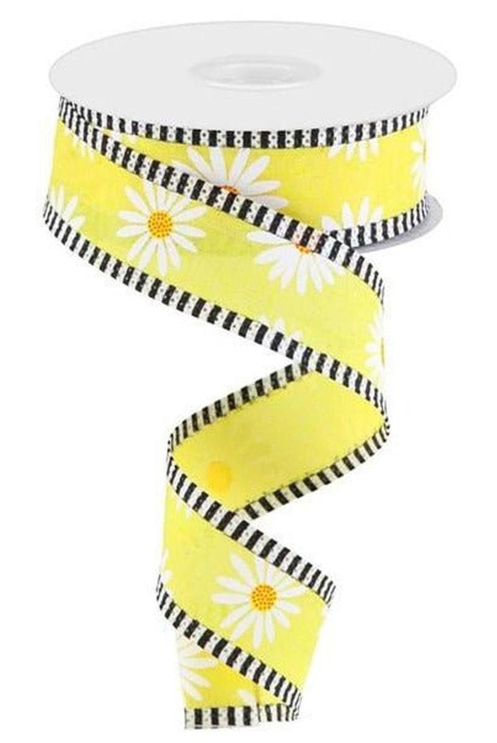 Shop For 1.5" Daisy Stripe Royal Ribbon: Yellow (10 Yards) at Michelle's aDOORable Creations
