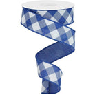 Shop For 1.5" Diagonal Check On Royal Ribbon: Royal Blue (10 Yards) at Michelle's aDOORable Creations