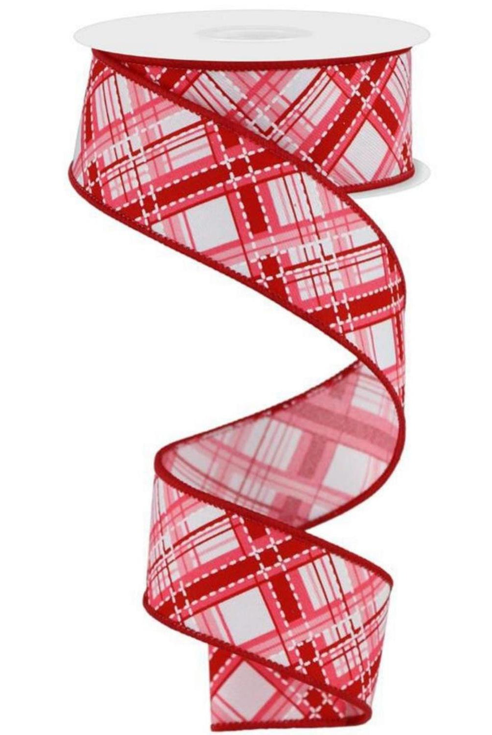 1.5" Diagonal Dash Plaid: Pink/Red (10 Yard)