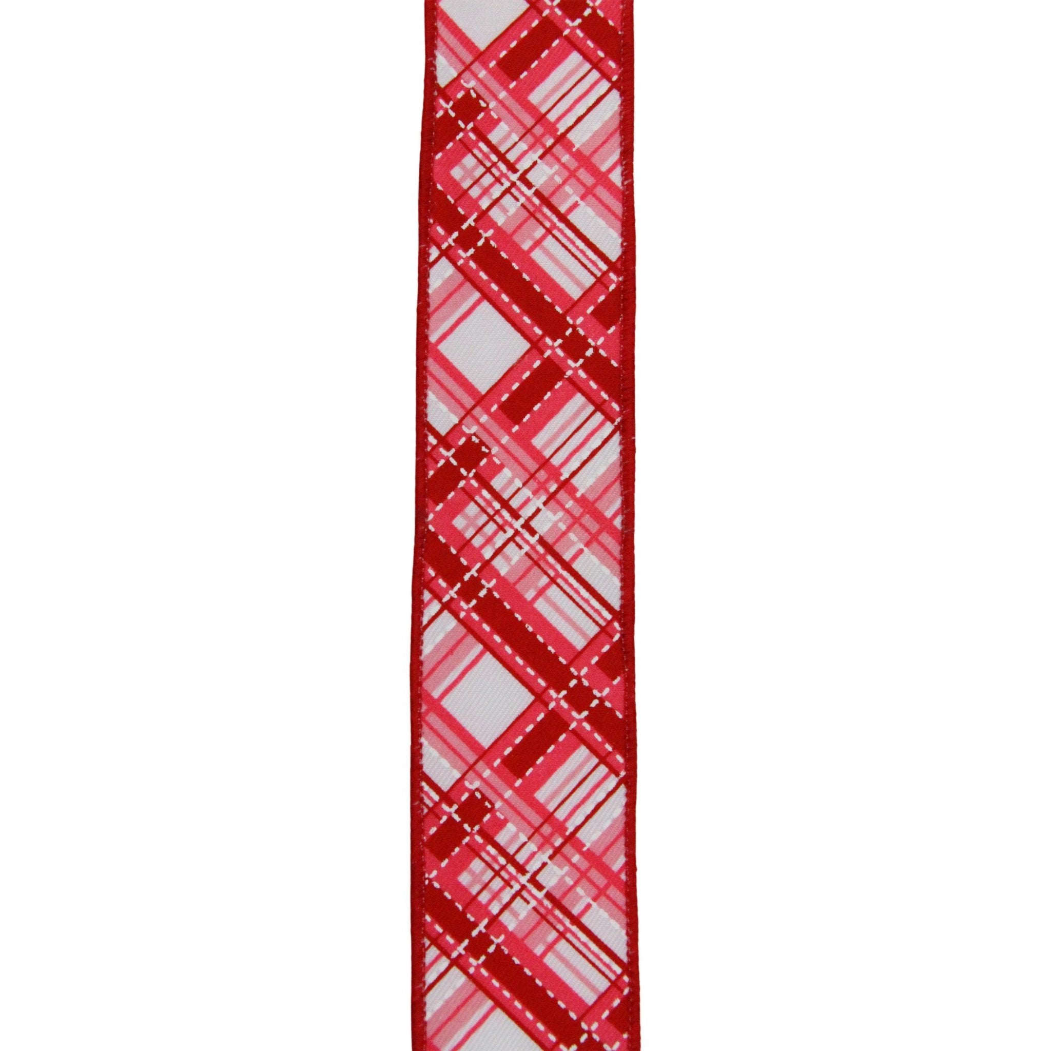 Shop For 1.5" Diagonal Dash Plaid: Pink/Red (10 Yard) at Michelle's aDOORable Creations