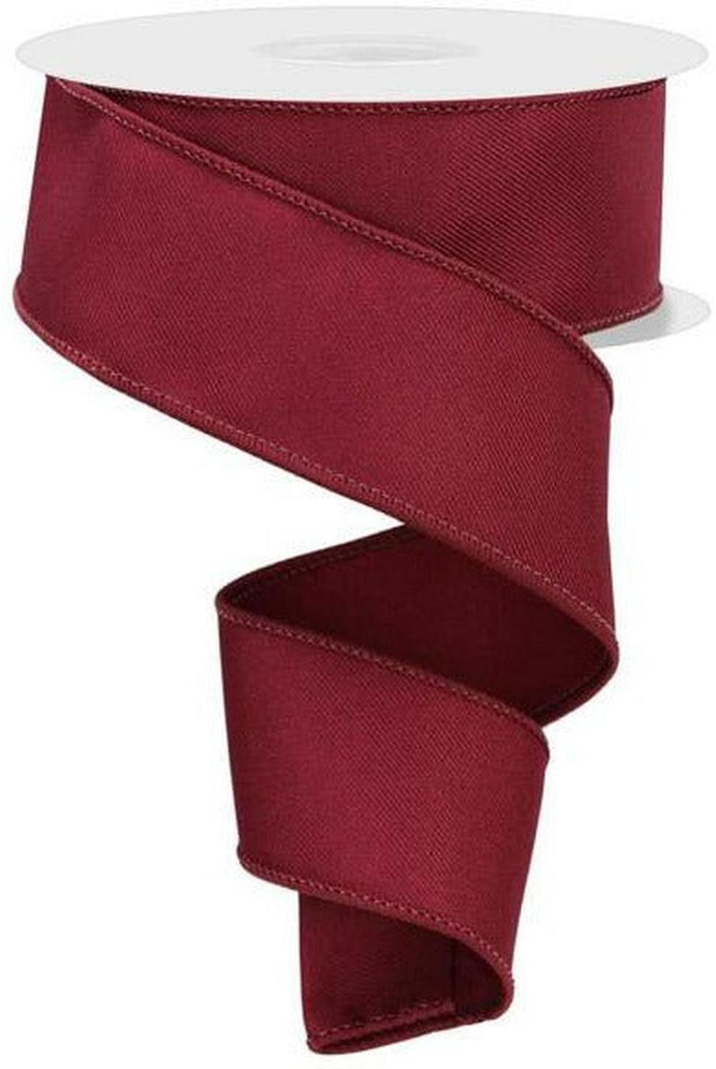 1.5" Diagonal Weave Fabric Ribbon: Wine (10 Yards)