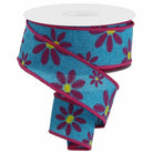 Shop For 1.5" Embroidered Daisy Ribbon: Light Teal (10 Yards) at Michelle's aDOORable Creations