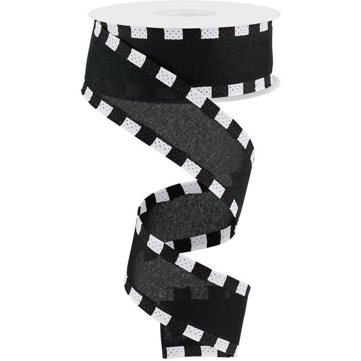 Shop For 1.5" Faux Royal Burlap/Stripe Edge Ribbon: Black (10 Yards) at Michelle's aDOORable Creations