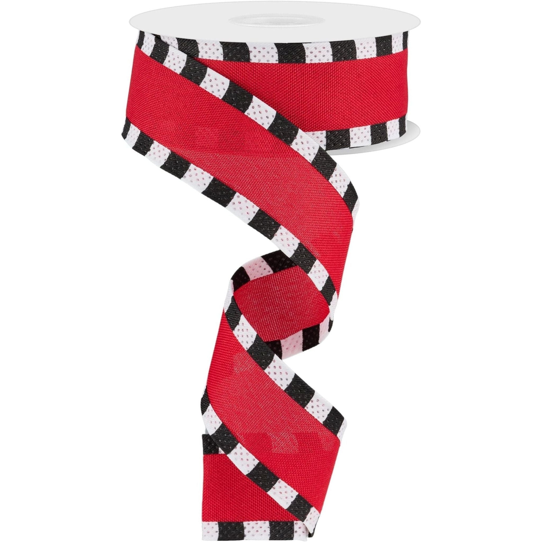 Shop For 1.5" Faux Royal Burlap/Stripe Edge Ribbon: Red (10 Yards) at Michelle's aDOORable Creations