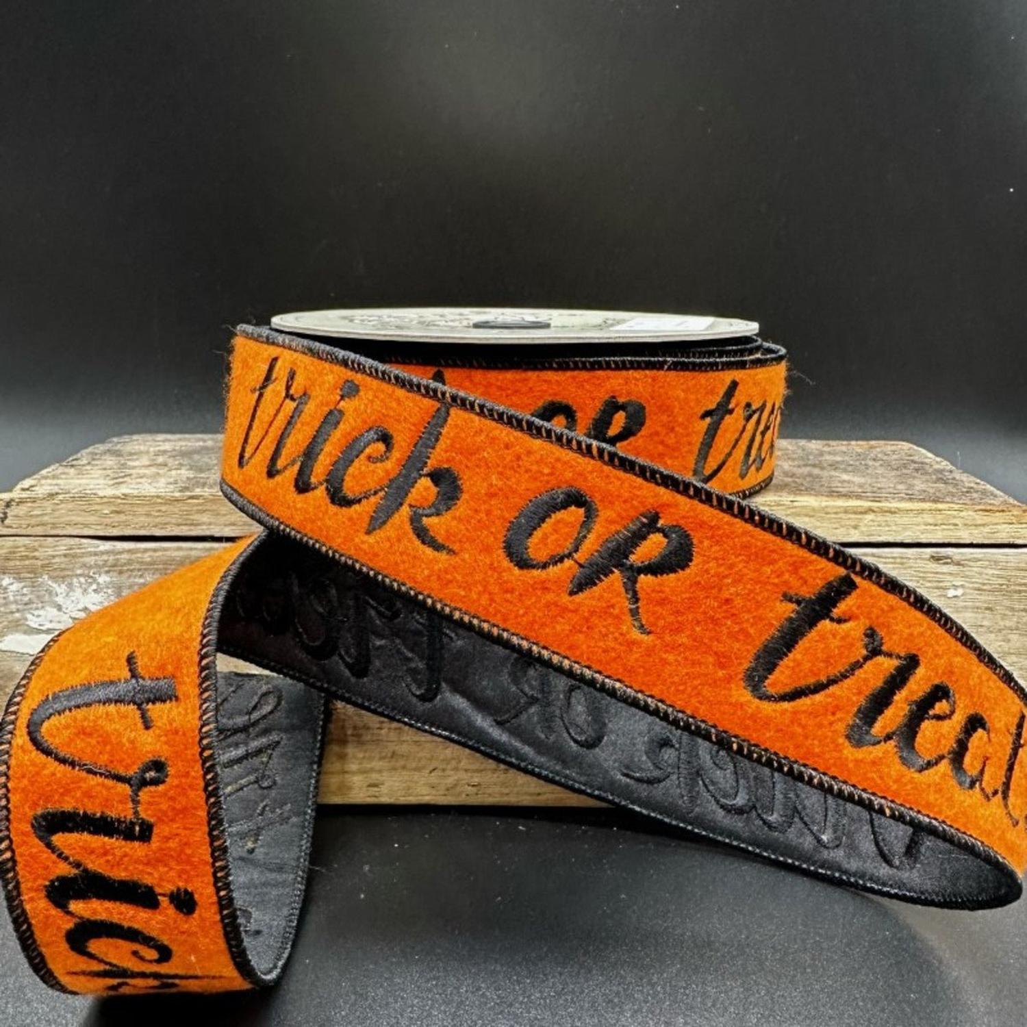 Shop For 1.5" Felt Trick or Treat Ribbon: Orange (10 Yards) at Michelle's aDOORable Creations