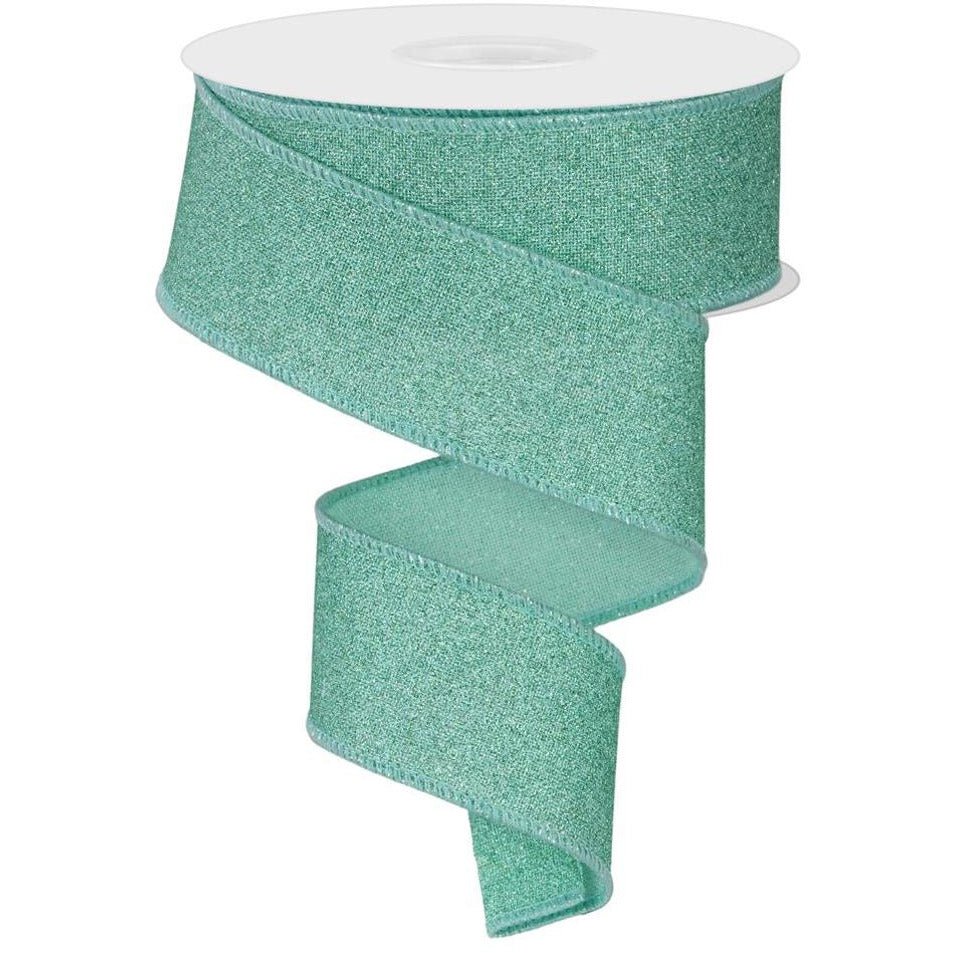 Shop For 1.5" Fine Glitter on Royal Ribbon: Mint Green (10 Yards) at Michelle's aDOORable Creations