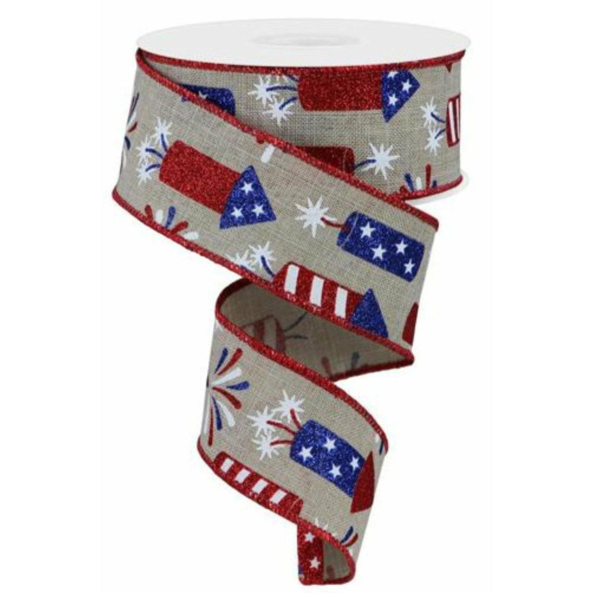 Shop For 1.5" Firecrackers Ribbon: Natural (10 Yards) at Michelle's aDOORable Creations