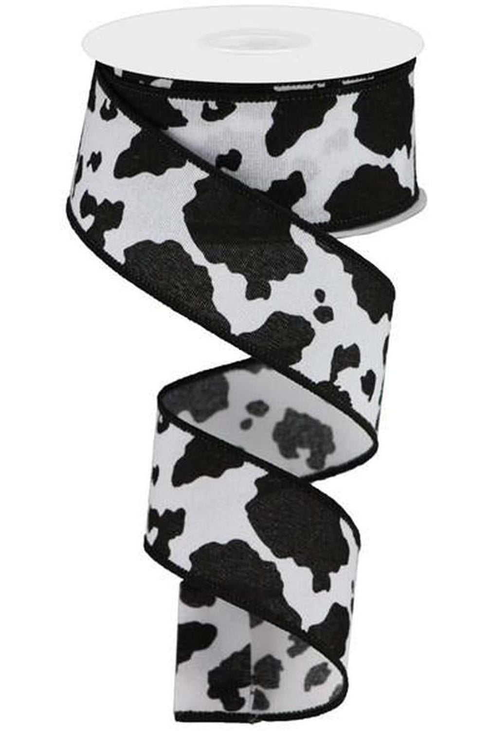 Shop For 1.5" Fuzzy Cow Print Ribbon: Black & White (10 Yards) at Michelle's aDOORable Creations
