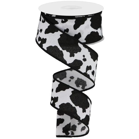 Shop For 1.5" Fuzzy Cow Print Ribbon: Black & White (10 Yards) at Michelle's aDOORable Creations
