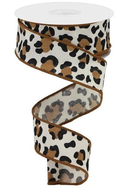 Shop For 1.5" Fuzzy Leopard Print Ribbon: Natural (10 Yards) at Michelle's aDOORable Creations