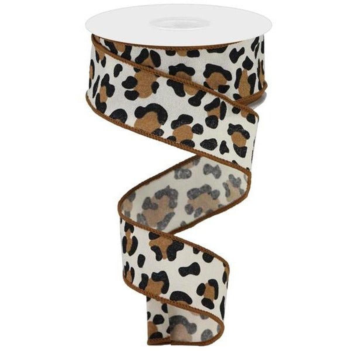 Shop For 1.5" Fuzzy Leopard Print Ribbon: Natural (10 Yards) at Michelle's aDOORable Creations