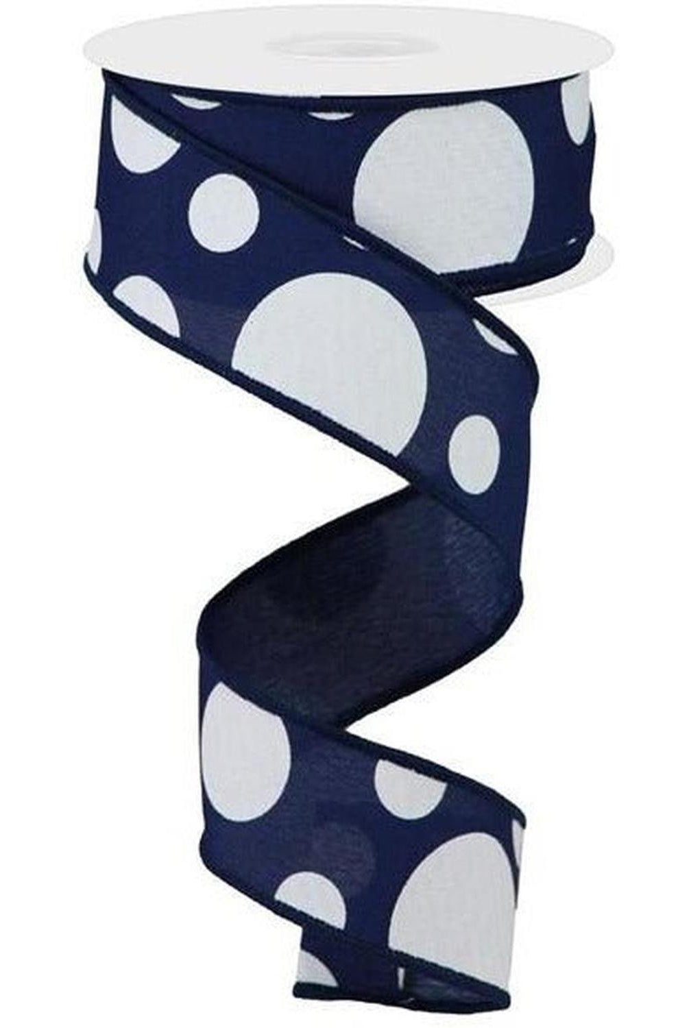 1.5" Giant Three Size Polka Dot Ribbon: Navy Blue (10 Yards)