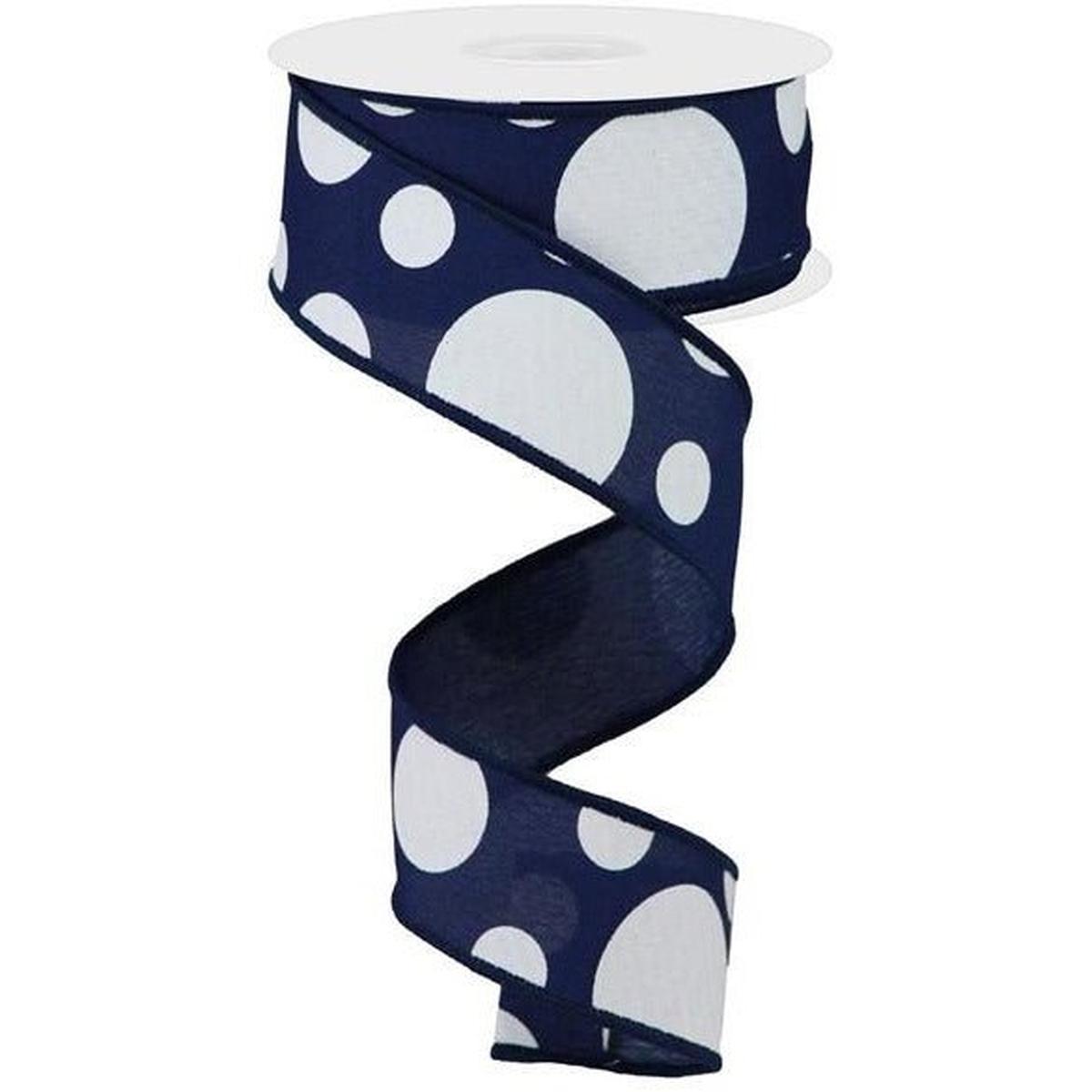 Shop For 1.5" Giant Three Size Polka Dot Ribbon: Navy Blue (10 Yards) at Michelle's aDOORable Creations
