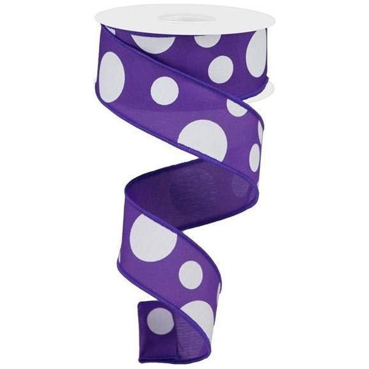 Shop For 1.5" Giant Three Size Polka Dot Ribbon: Purple (10 Yards) at Michelle's aDOORable Creations