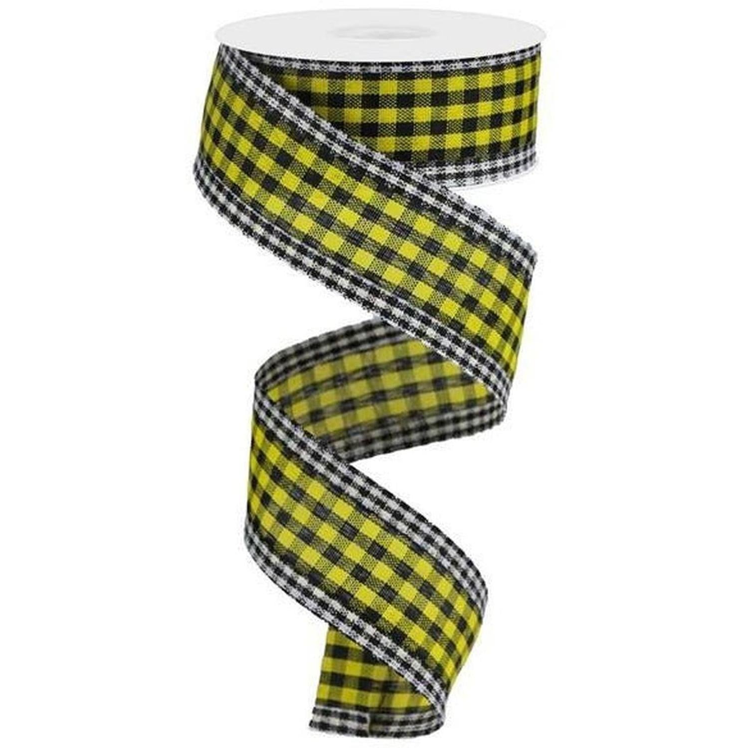 Shop For 1.5" Gingham Check Edge Ribbon: Yellow/Black (10 Yards) at Michelle's aDOORable Creations