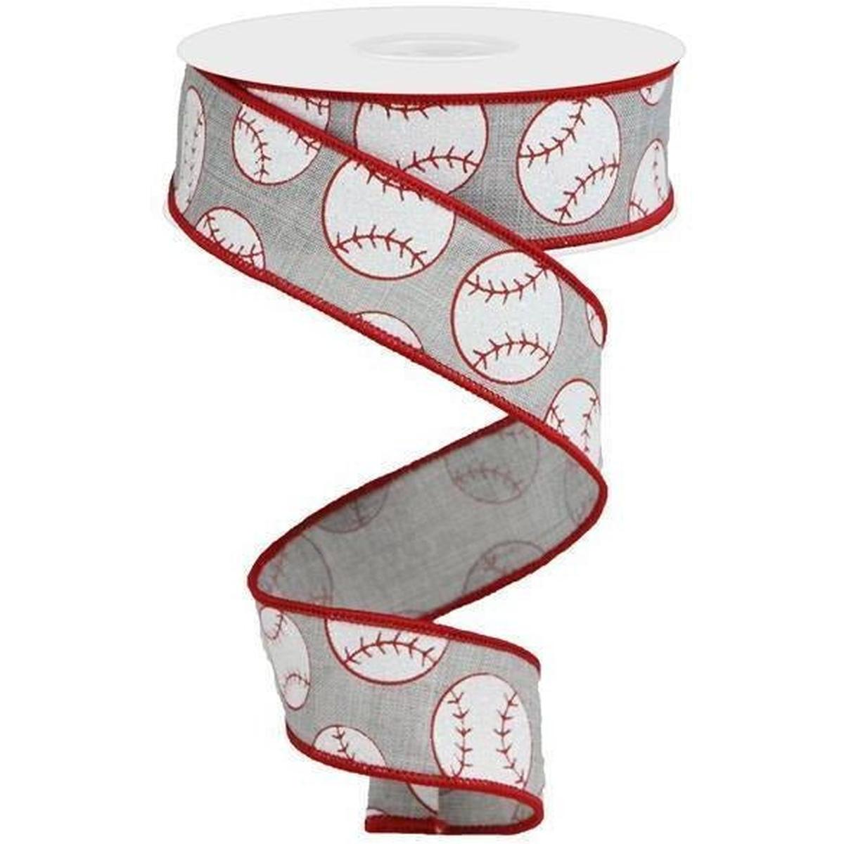 Shop For 1.5" Glitter Baseball on Royal Ribbon: Gray (10 Yards) at Michelle's aDOORable Creations