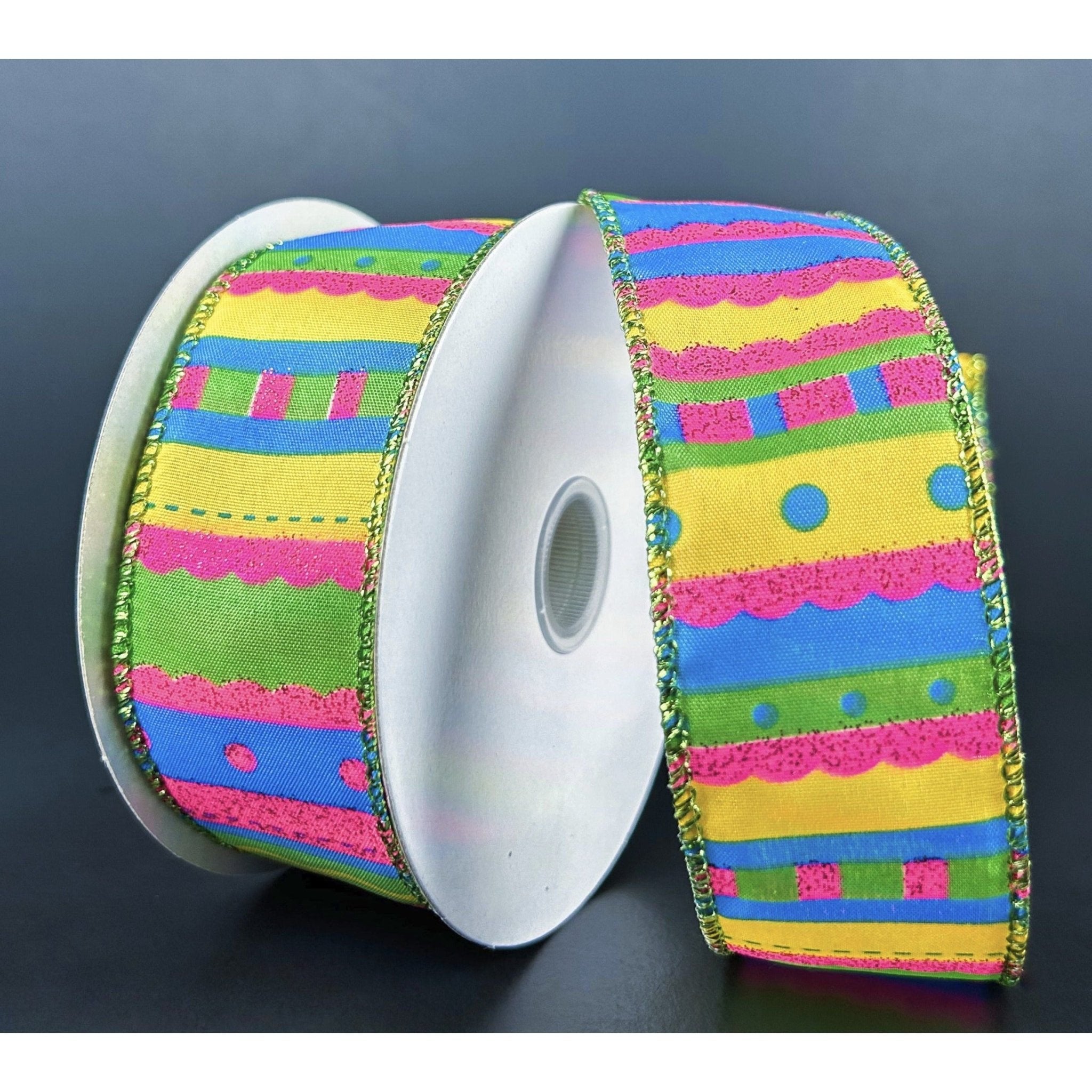 Shop For 1.5" Glitter Fun Satin Stripe Ribbon: Multi (10 Yards) at Michelle's aDOORable Creations
