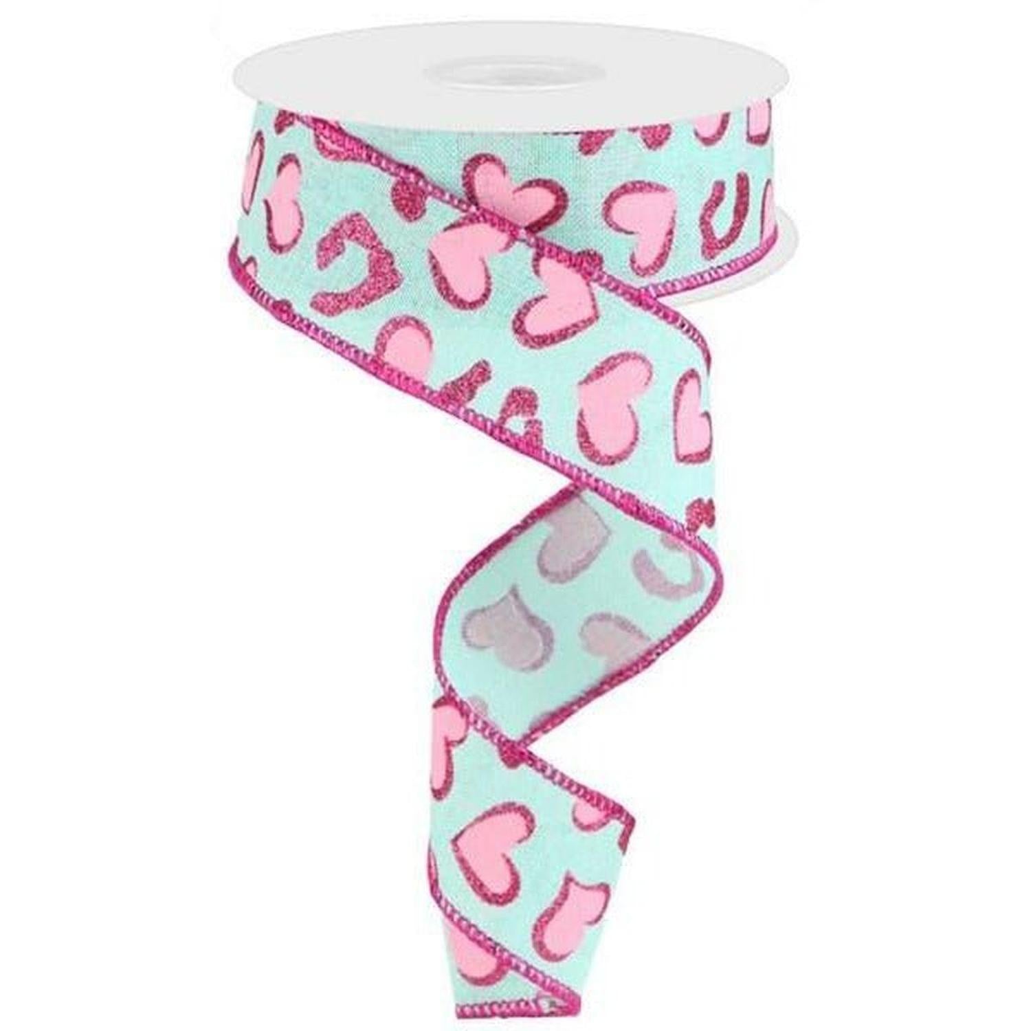 Shop For 1.5" Heart Leopard Spots Ribbon: Mint Green (10 Yard) at Michelle's aDOORable Creations