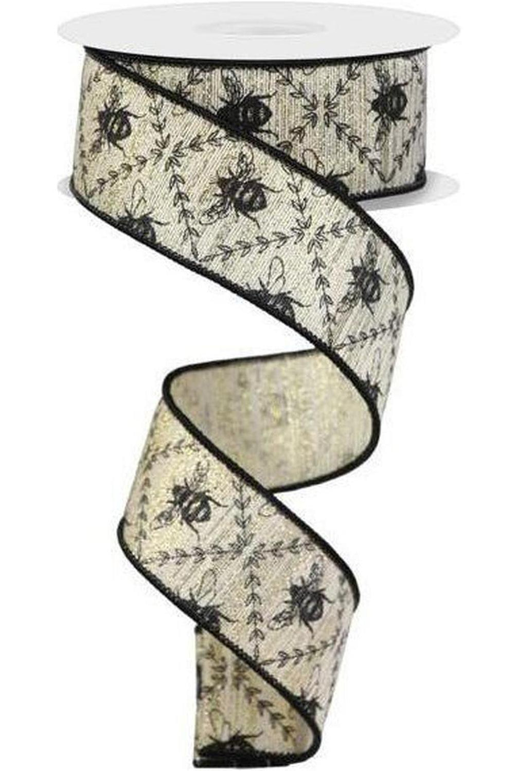 Shop For 1.5" Honey Bee Trellis On Metallic Ribbon: Gold (10 Yards) at Michelle's aDOORable Creations