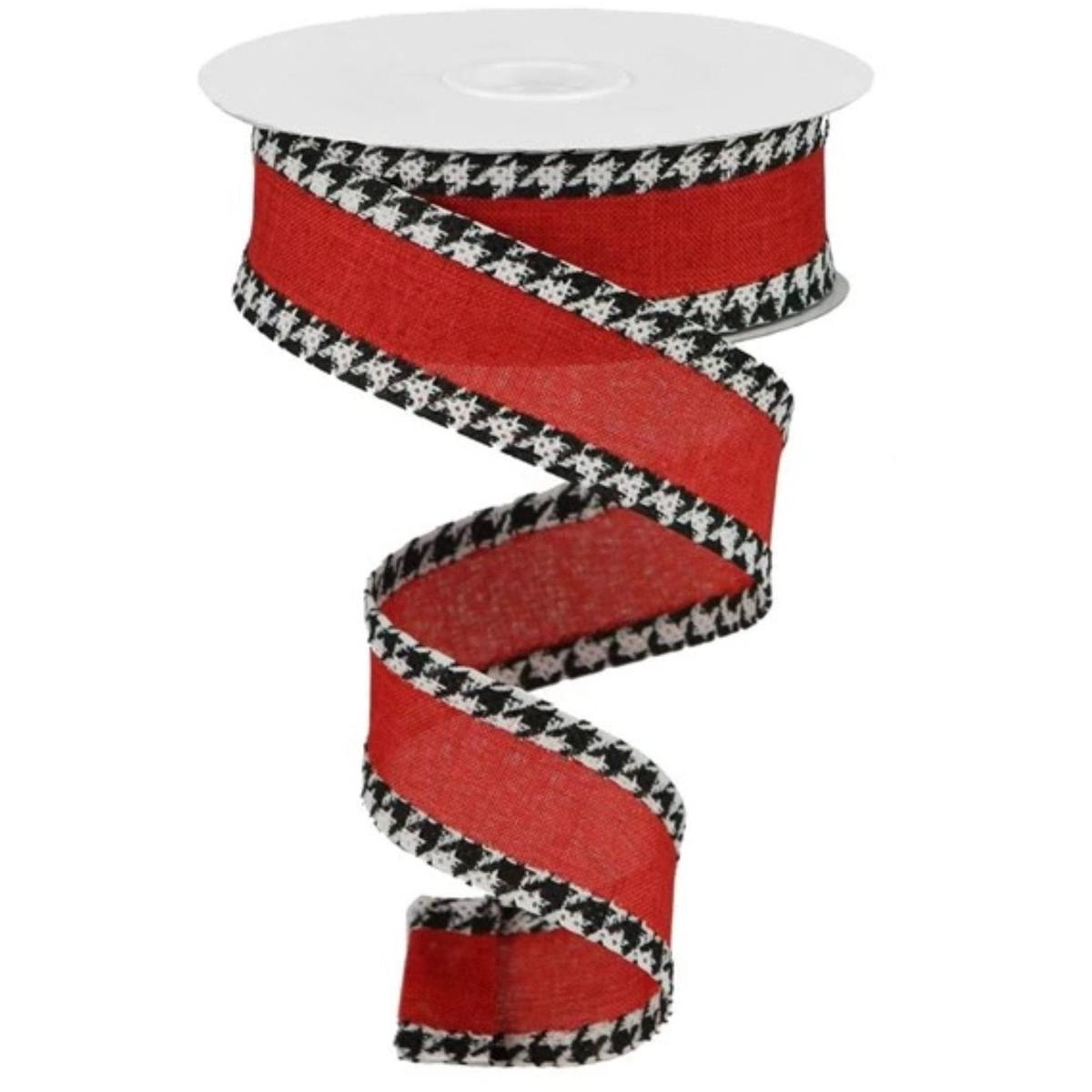 Shop For 1.5" Houndstooth Edge Ribbon: Red, Black, White (10 Yards) at Michelle's aDOORable Creations