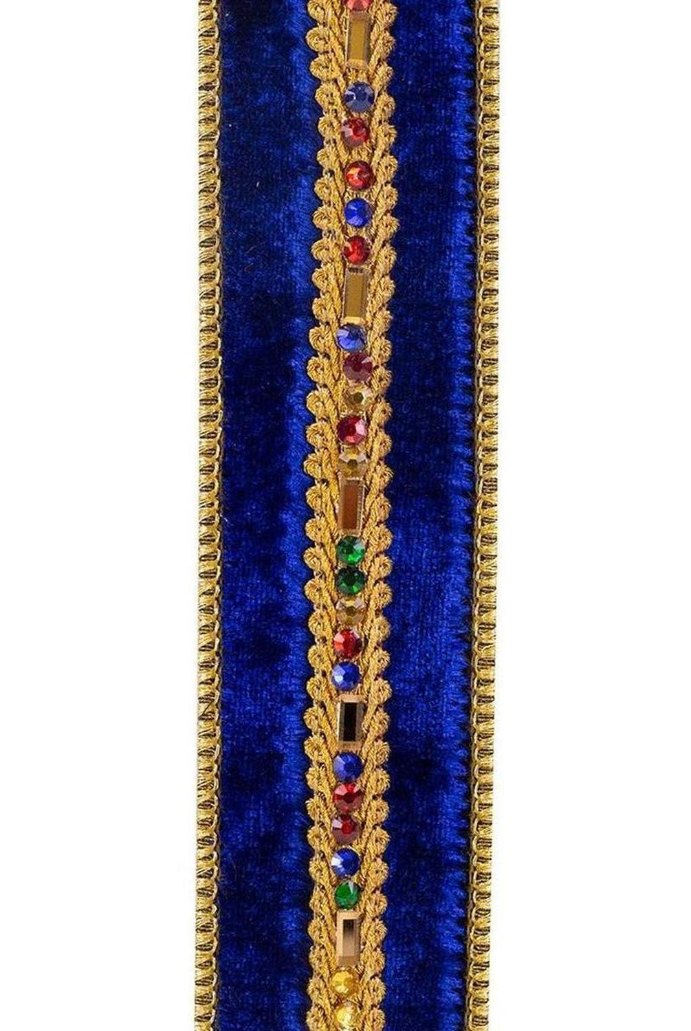 Shop For 1.5" Jewel Stones Velvet Ribbon: Royal Blue (5 Yards) at Michelle's aDOORable Creations