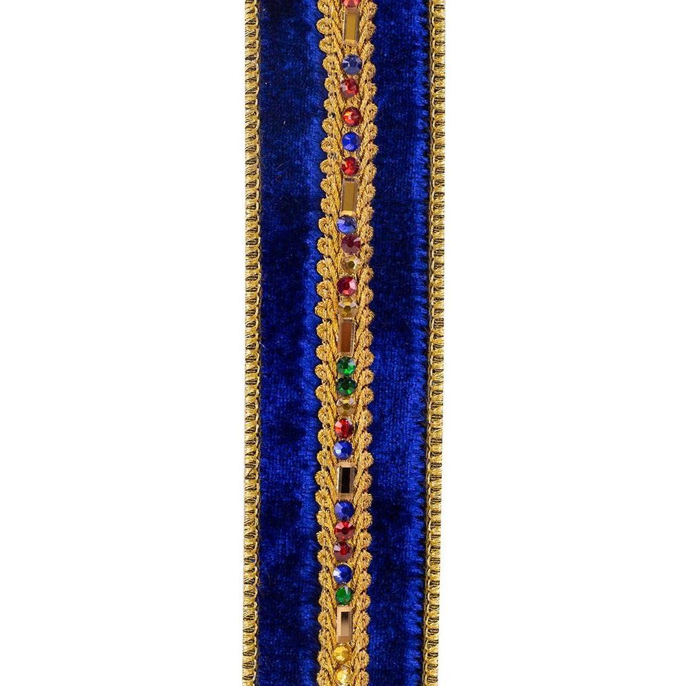 Shop For 1.5" Jewel Stones Velvet Ribbon: Royal Blue (5 Yards) at Michelle's aDOORable Creations