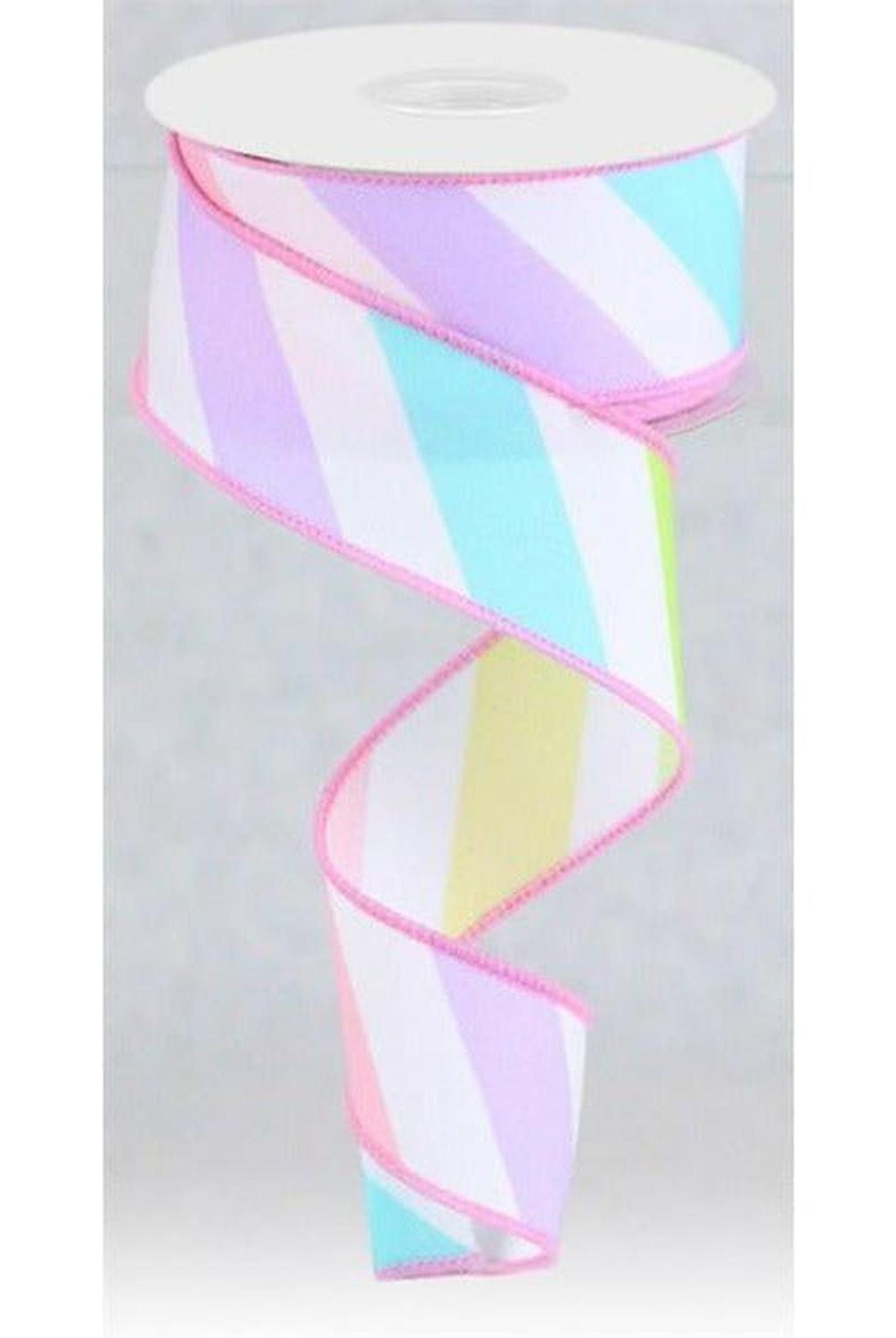 Shop For 1.5" Large Multi Diagonal Stripe Ribbon: White (10 Yards) at Michelle's aDOORable Creations
