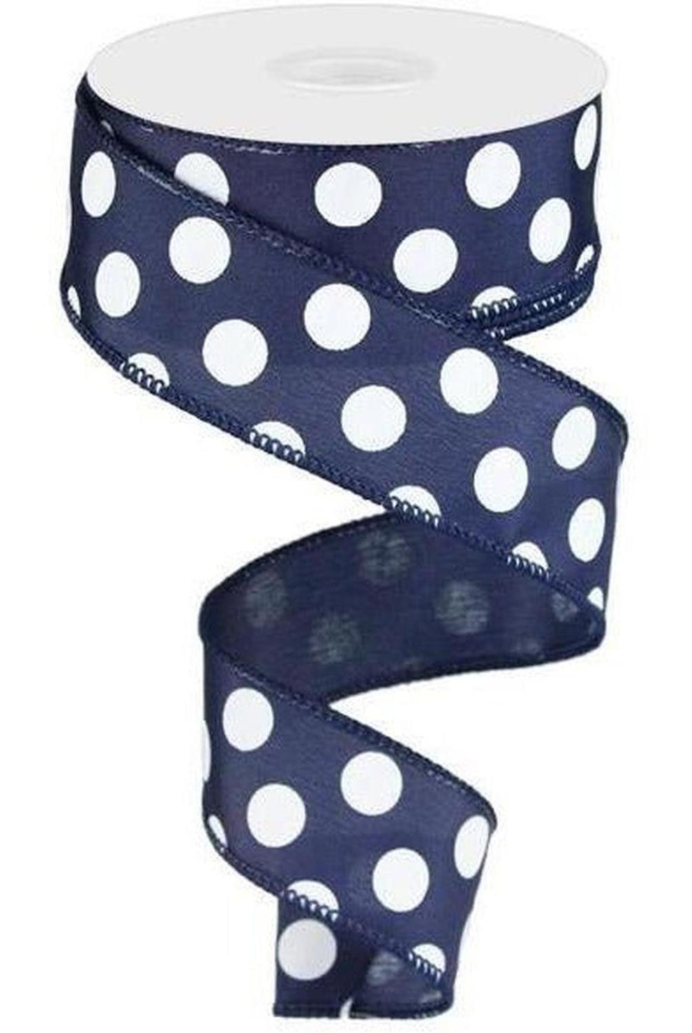 1.5" Large Polka Dot Ribbon: Navy Blue (10 Yards)