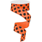 Shop For 1.5" Large Polka Dot Ribbon: Orange & Black (10 Yards) at Michelle's aDOORable Creations