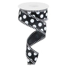 Shop For 1.5" Large Polka Dot Stripe Ribbon: Black (10 Yards) at Michelle's aDOORable Creations