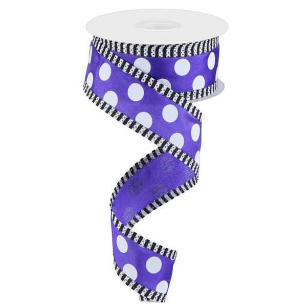 Shop For 1.5" Large Polka Dot Stripe Ribbon: Purple (10 Yards) at Michelle's aDOORable Creations