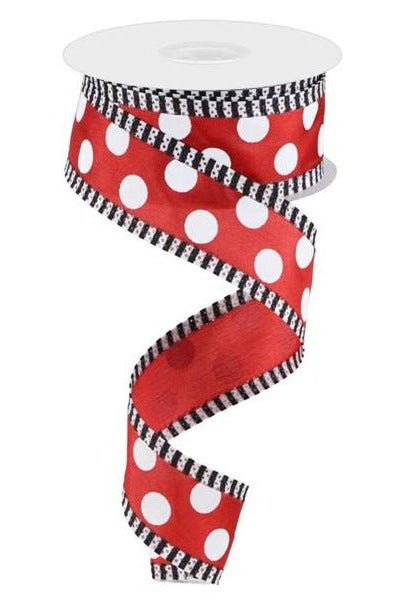 Shop For 1.5" Large Polka Dot Stripe Ribbon: Red (10 Yards) at Michelle's aDOORable Creations