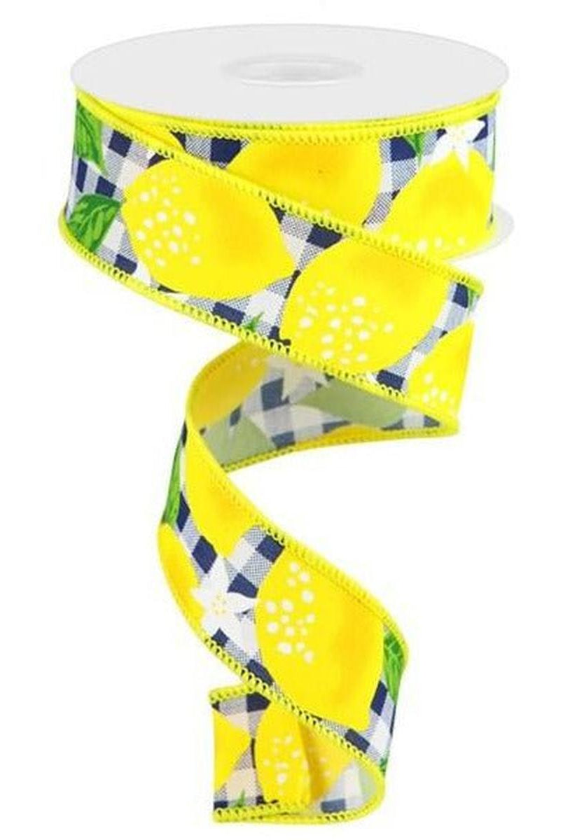Shop For 1.5" Lemon Check on Royal Ribbon: Black & White (10 Yards) at Michelle's aDOORable Creations