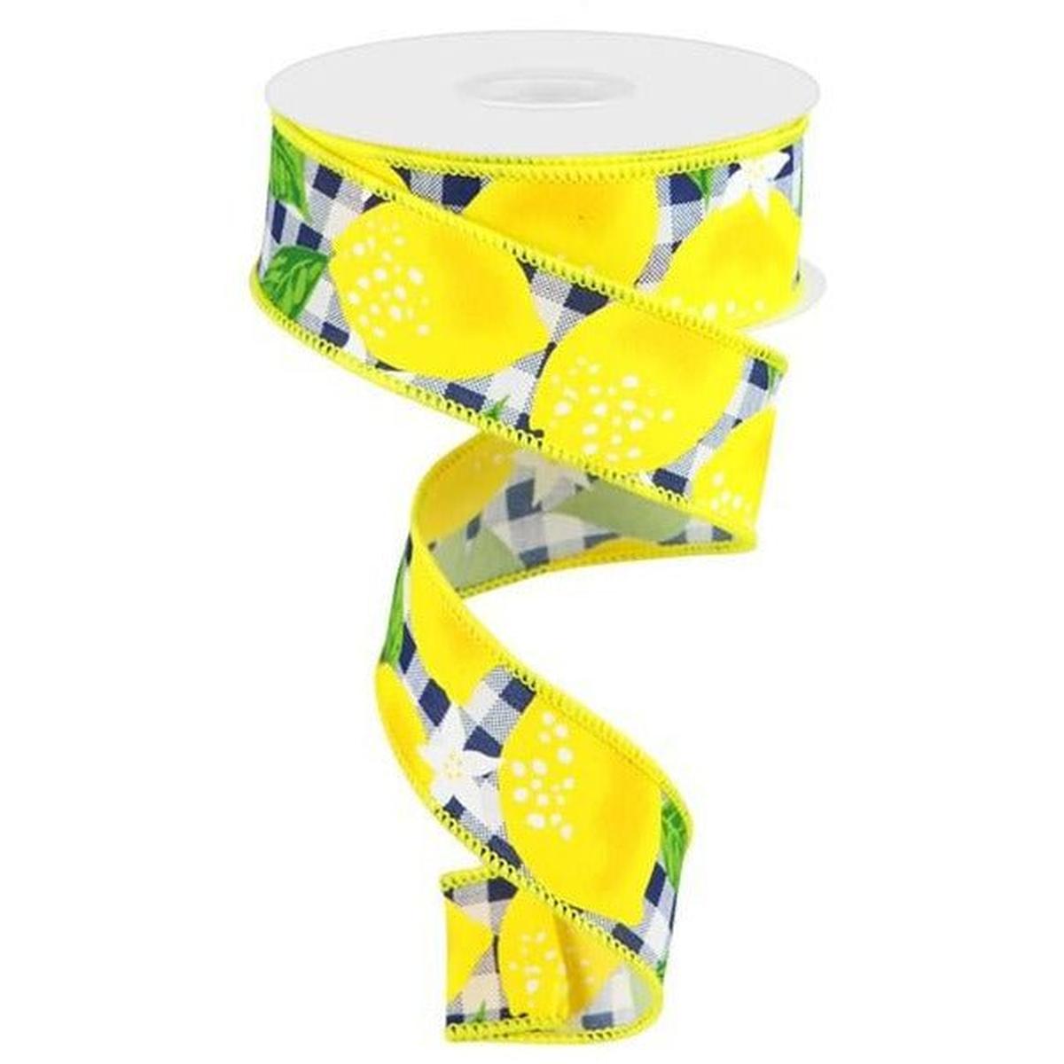 Shop For 1.5" Lemon Check on Royal Ribbon: Black & White (10 Yards) at Michelle's aDOORable Creations