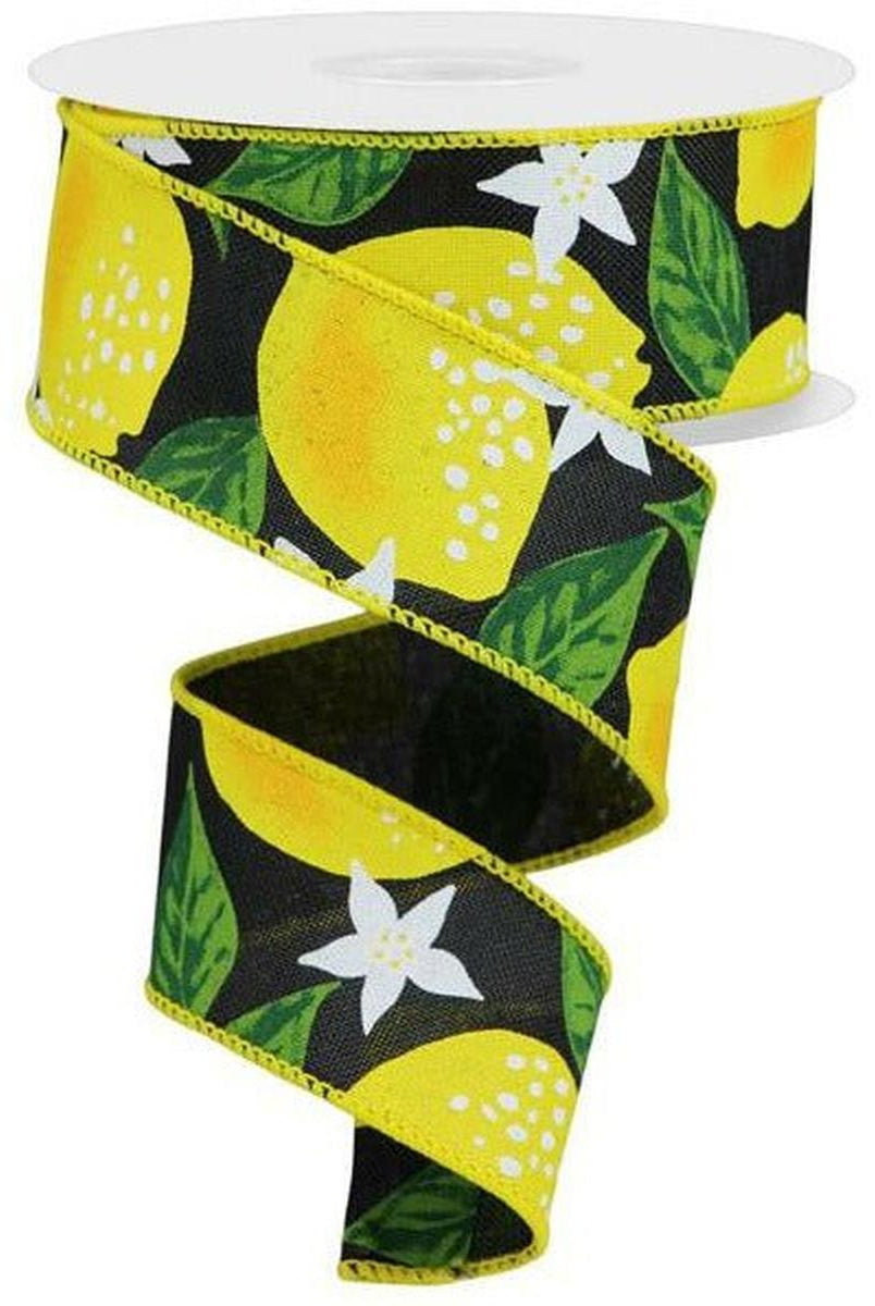 Shop For 1.5" Lemon on Royal Ribbon: Black (10 Yards) at Michelle's aDOORable Creations