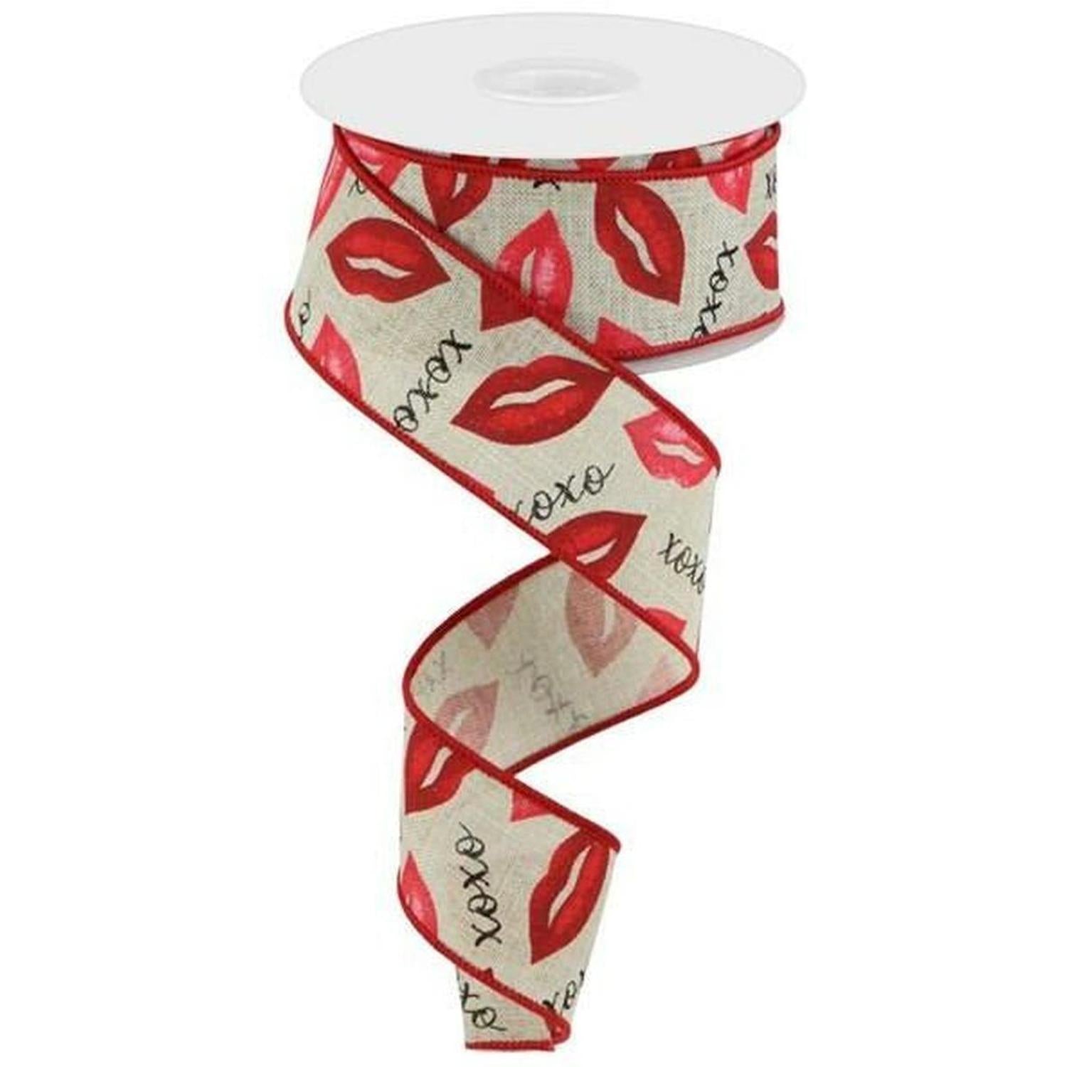 Shop For 1.5" Lips XOXO Burlap Ribbon: Natural (10 Yard) at Michelle's aDOORable Creations