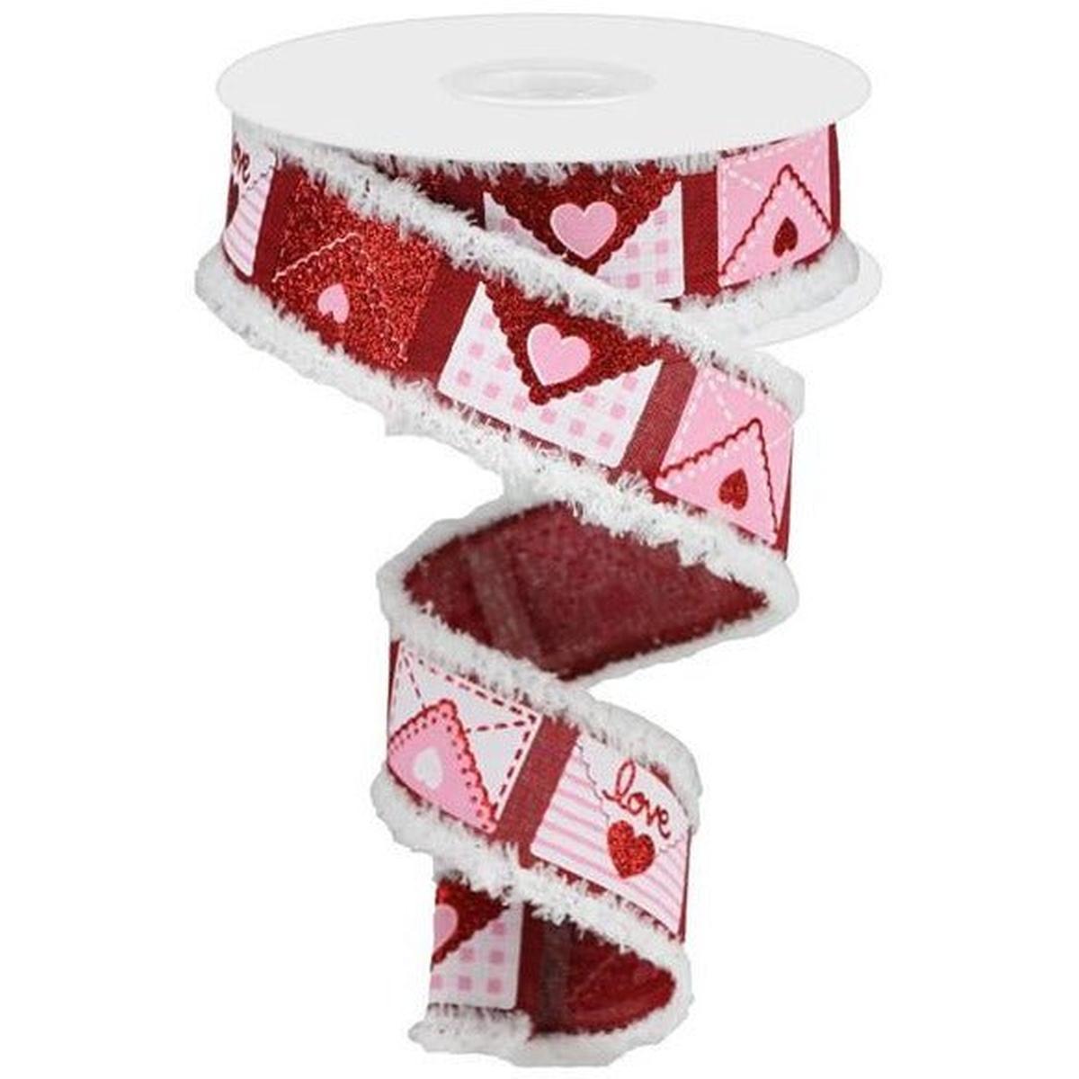 Shop For 1.5" Love Letters Drift Royal Ribbon: Burgundy (10 Yards) at Michelle's aDOORable Creations