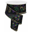 Shop For 1.5" Mardi Gras Pattern Ribbon: Black (10 Yards) at Michelle's aDOORable Creations
