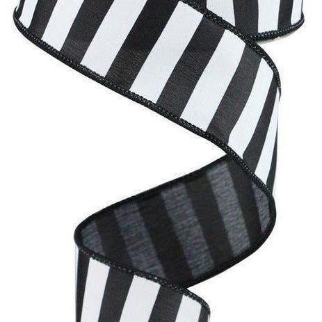Shop For 1.5" Medium Horizontal Stripe Ribbon: Black & White (10 Yards) at Michelle's aDOORable Creations