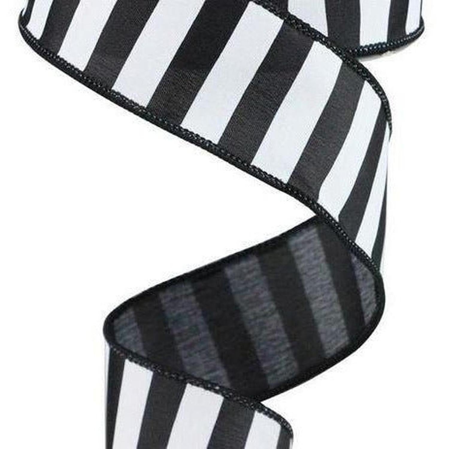 Shop For 1.5" Medium Horizontal Stripe Ribbon: Black & White (10 Yards) at Michelle's aDOORable Creations