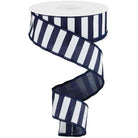 Shop For 1.5" Medium Horizontal Stripe Ribbon: Navy Blue & White (10 Yards) at Michelle's aDOORable Creations