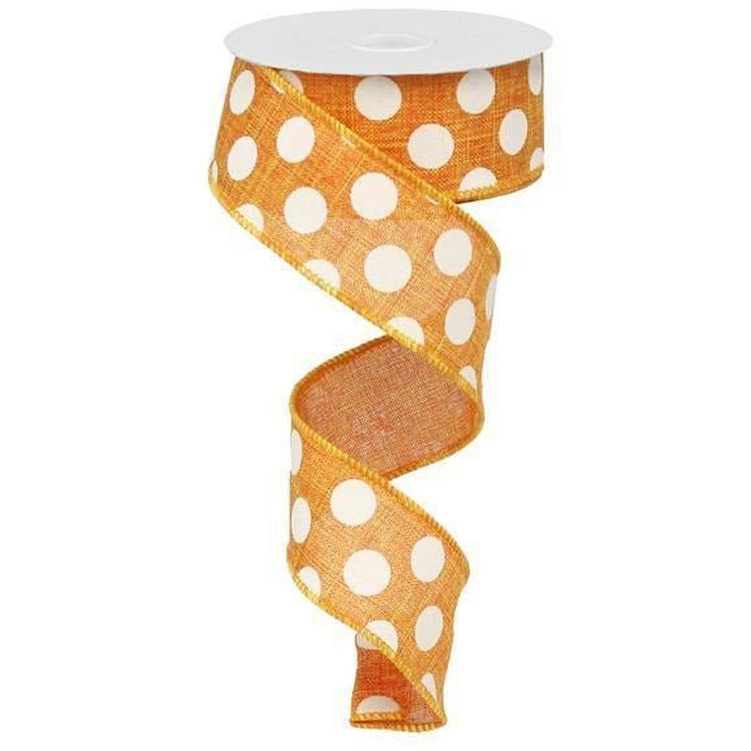 Shop For 1.5" Medium Polka Dots Canvas Ribbon: Orange (10 Yards) at Michelle's aDOORable Creations